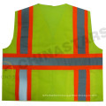 Ansi Class 2 contrasting trim tape fluorescent yellow vest with pockets